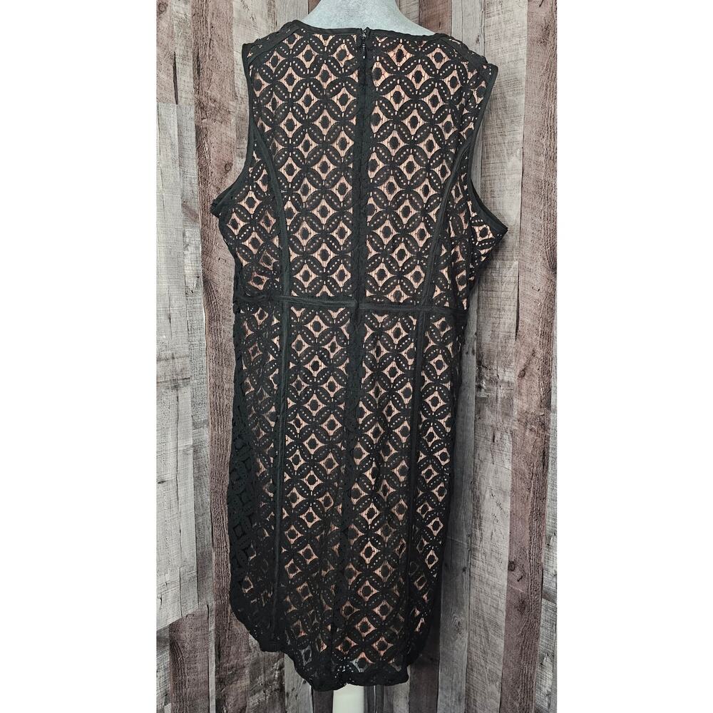 SIMPLY EMMA Black Eyelet Pink Lined Lace DRESS Sleeveless Emo Women's 22W NEW - Picture 2 of 7